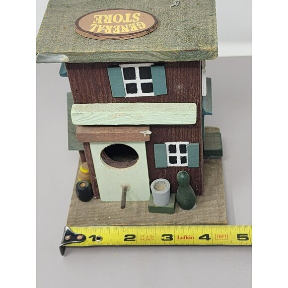 2 Rustic Handcrafted Wooden Birdhouse Round Wooden & General Store - Picture 11 of 13